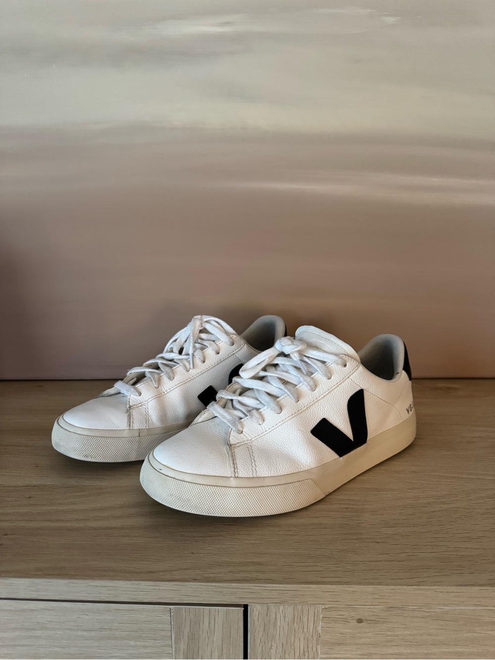 Men’s Veja Campo Leather White Black | Size 9